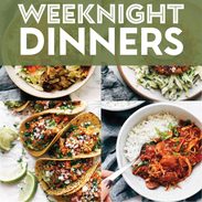 Easy weeknight dinners in a collage.