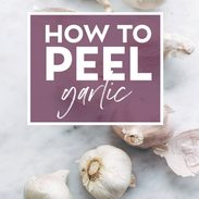 Garlic on a table with text that says "How to peel garlic"