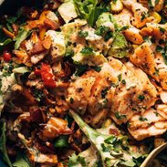 Salad on a plate with a fork