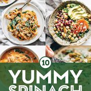 Spinach recipes in a collage.