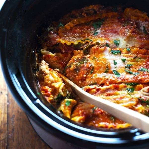Lasagna in a crockpot.