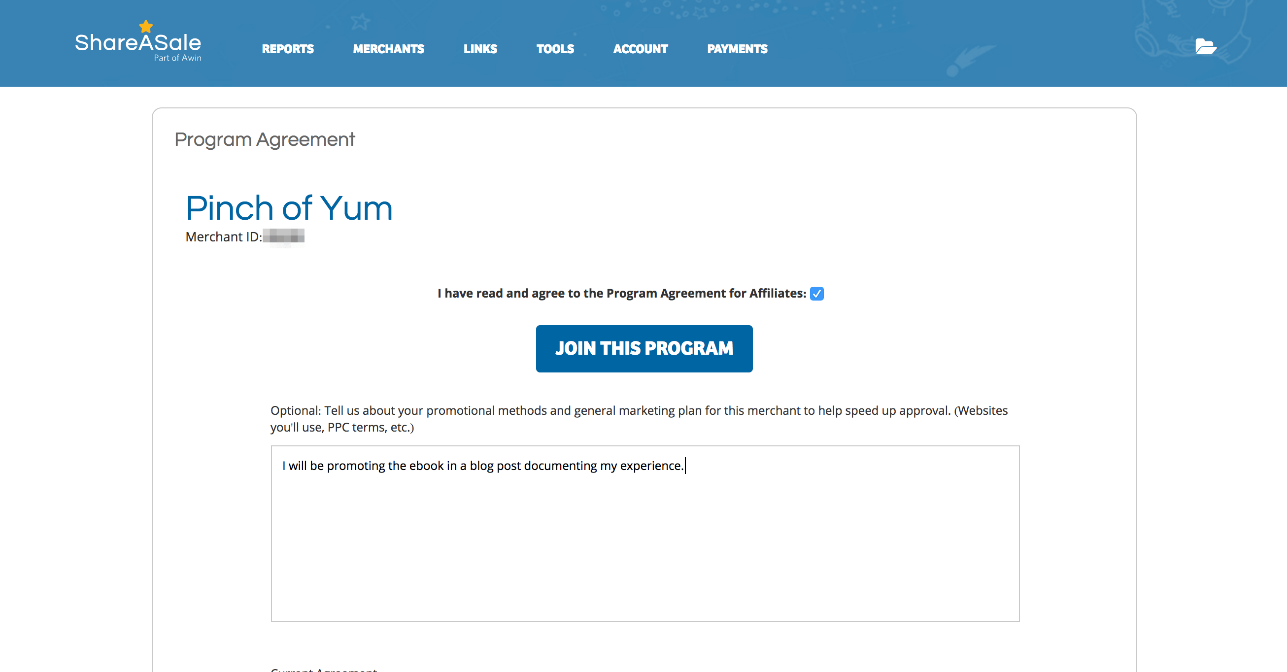 Screenshot showing how to sign up for affiliate account.