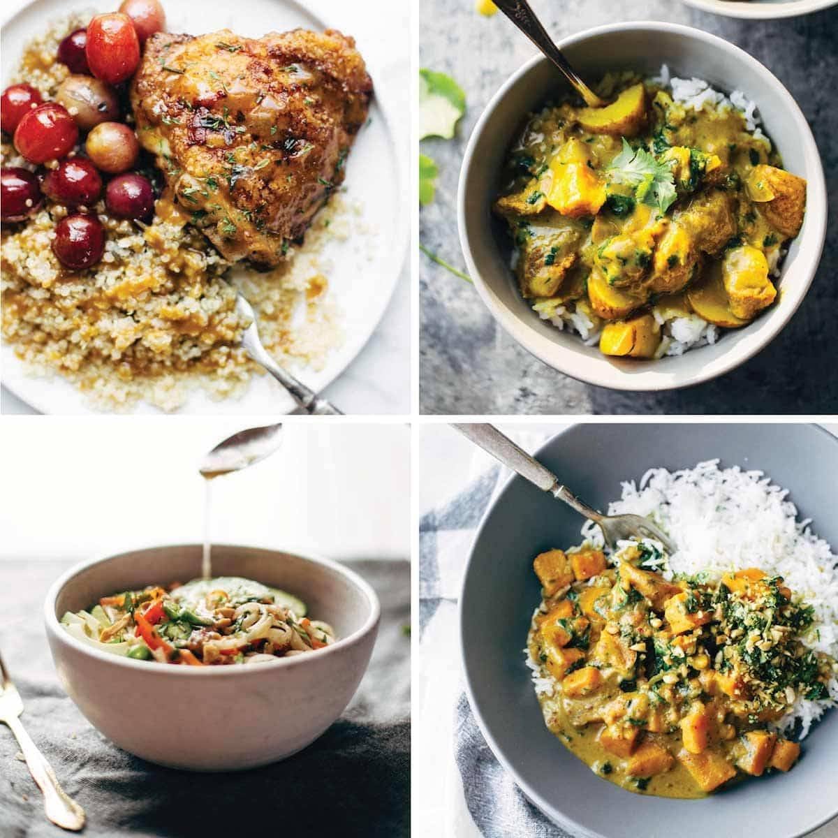 Photos of various foods.