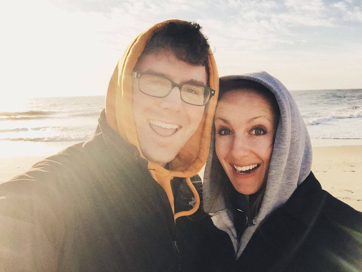Man and woman on the beach.